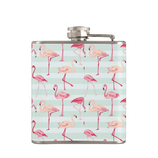 Flasques Rétros Flamants roses sur les rayures en bon état (Dos)