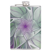 Flasques Rêve de fleurs, Abstrait violet vert Fractal Art (Devant)