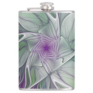Flasques Rêve de fleurs, Abstrait violet vert Fractal Art