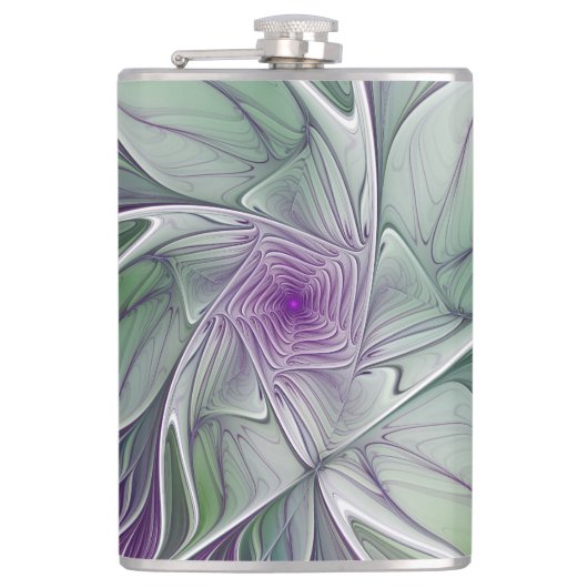 Flasques Rêve de fleurs, Abstrait violet vert Fractal Art (Devant)