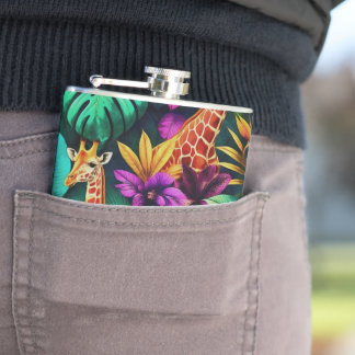 Flasques Rêves de girafe de jungle motif de surface transpa