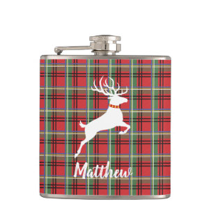 Flasques Rinder sur rouge et vert Tartan Noël Plaid