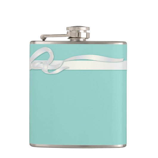 Flasques Robin's Egg Blue Jewelry Box avec ruban blanc (Devant)