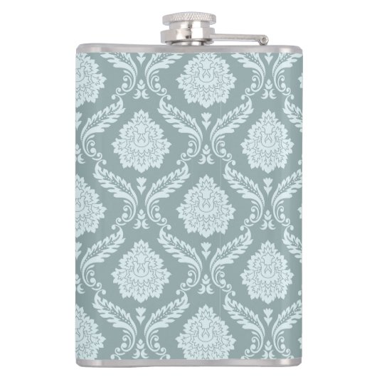 Flasques Rococo Damask Pattern Duck Egg Blue+Teal (Dos)