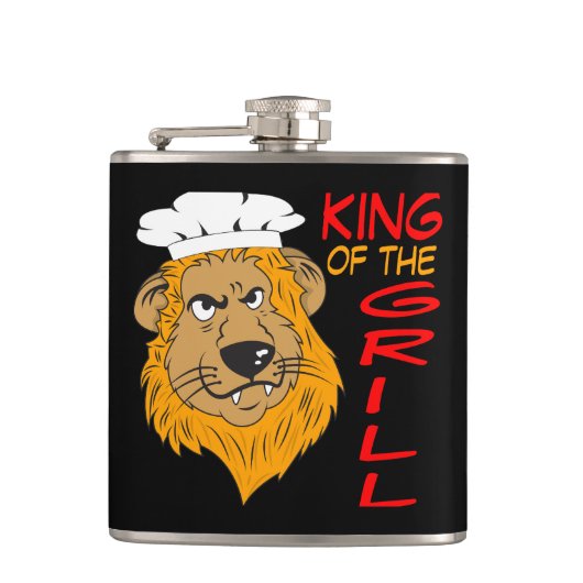 Flasques Roi du Grill, Lion Chef, Drôle Noir (Devant)