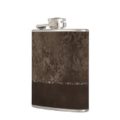 Flasques Romance en bronze de minuit | Satiny Grunge Damask (Gauche)