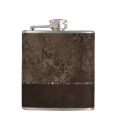 Flasques Romance en bronze de minuit | Satiny Grunge Damask (Devant)