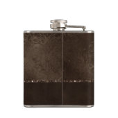 Flasques Romance en bronze de minuit | Satiny Grunge Damask (Dos)