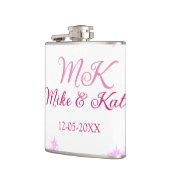 Flasques rose ajouter nom de couple date monogramme parties (Gauche)