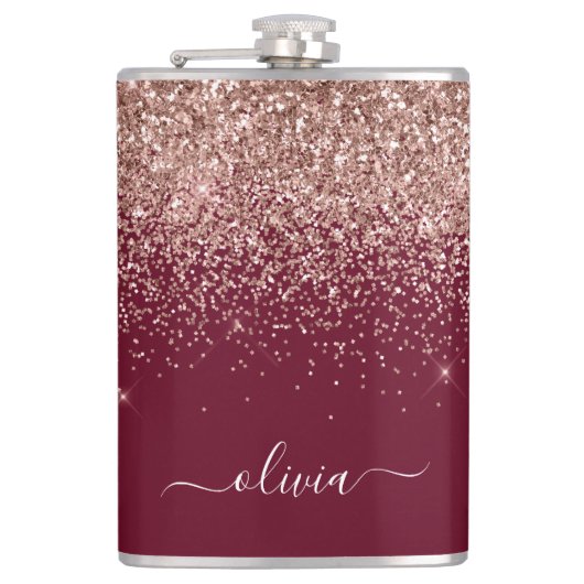 Flasques Rose Bourgogne Gold Blush Pink Parties scintillant (Devant)