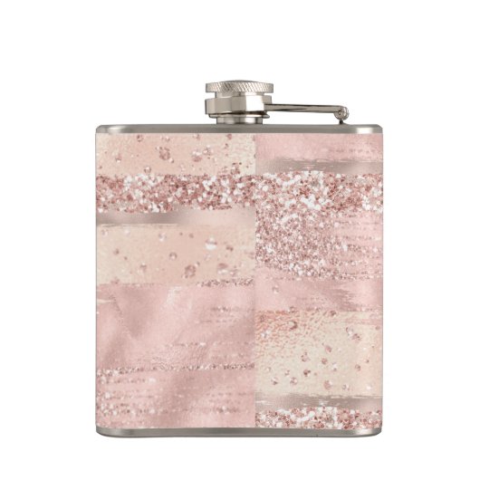 Flasques Rose Brush Strokes Script Monogramme (Dos)