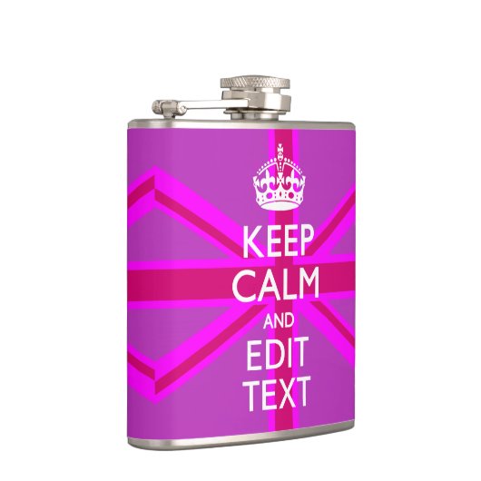 Flasques Rose Chaud - Garder le calme Modifier le texte Uni (Droite)