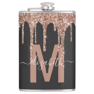 Flasques Rose Chic Parties scintillant de goutte d'or Nom d