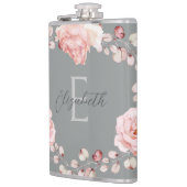Flasques Rose d'aquarelle Wreath personnalisée | Gray (Gauche)