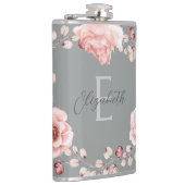 Flasques Rose d'aquarelle Wreath personnalisée | Gray (Droite)