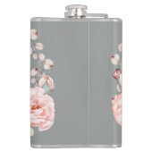 Flasques Rose d'aquarelle Wreath personnalisée | Gray (Dos)