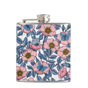 Flasques Rose de chien et papillons