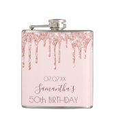 Flasques Rose de fête d'anniversaire gouttes d'or rose amis (Devant)