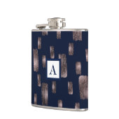 Flasques Rose de pinceau moderne or & marine Blue Sparkel (Gauche)