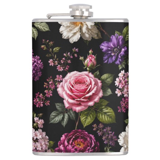 Flasques Rose en velours noir  (Devant)
