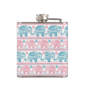 Flasques Rose et motif ethnique turquoise d'éléphant (Dos)