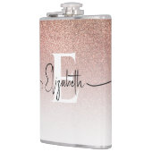 Flasques Rose fille Parties scintillant or Monogramme noir  (Gauche)