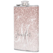 Flasques Rose Glitter Monogramme Féminin Enterrement de Vie (Gauche)