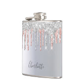 Flasques Rose gold argent paillettes gouttes monogramme ros (Gauche)