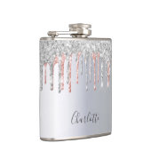 Flasques Rose gold argent paillettes gouttes monogramme ros (Droite)