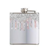 Flasques Rose gold argent paillettes gouttes monogramme ros (Dos)