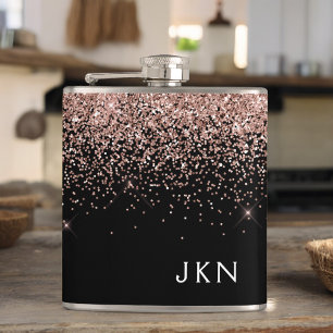Flasques Rose Gold Blush Pink Black Parties scintillant Mon