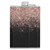 Flasques Rose Gold Fard Rose Pailleté Monogramme Initiales (Dos)