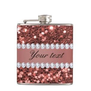 Flasques Rose Gold Faux Parties scintillant et Diamonds Per