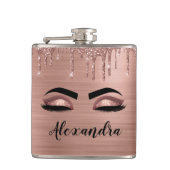 Flasques Rose Gold Glitter Sparkle Eyelashes Monogram (Devant)