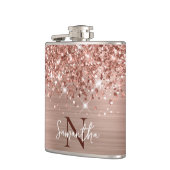 Flasques Rose Gold Pailleté Glam Monogrammé (Gauche)