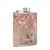 Flasques Rose Gold Pailleté Glam Monogrammé (Droite)