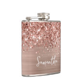 Flasques Rose Gold Pailleté Glam Nom (Droite)