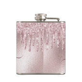 Flasques Rose gold rose pailleté monogramme script (Dos)