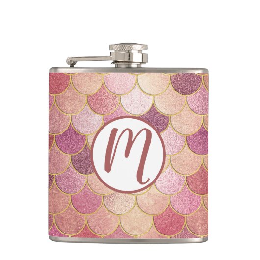 Flasques Rose Gold Shimmer Mermaid Échelle Motif (Devant)