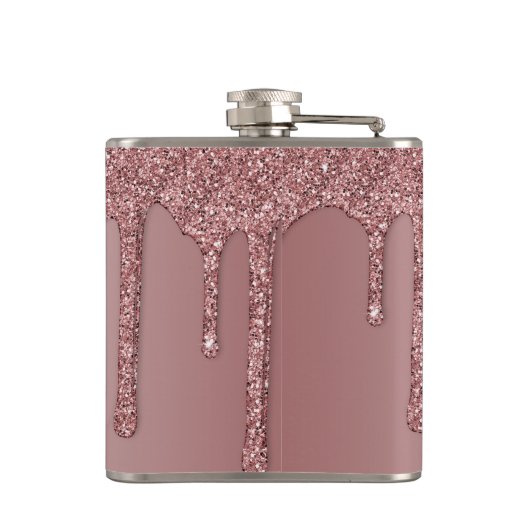 Flasques Rose Gold Sparkle Glam Parties scintillant Monogra (Dos)