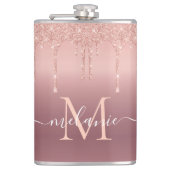 Flasques Rose Gold Sparkly Flask Personalized Name Letter (Devant)