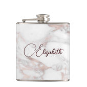 Flasques Rose Marbre blanc or Nom du script Modèle Best (Devant)