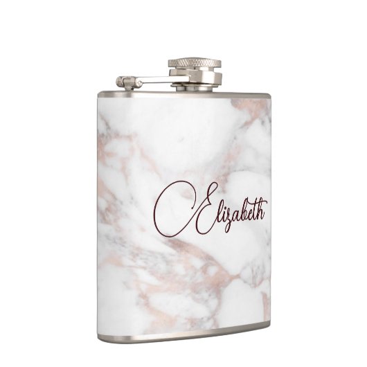 Flasques Rose Marbre blanc or Nom du script Modèle Best (Droite)