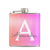 Flasques Rose - Métal brossé violet Nom du monogramme (Devant)