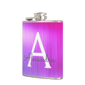 Flasques Rose - Métal brossé violet Nom du monogramme (Gauche)