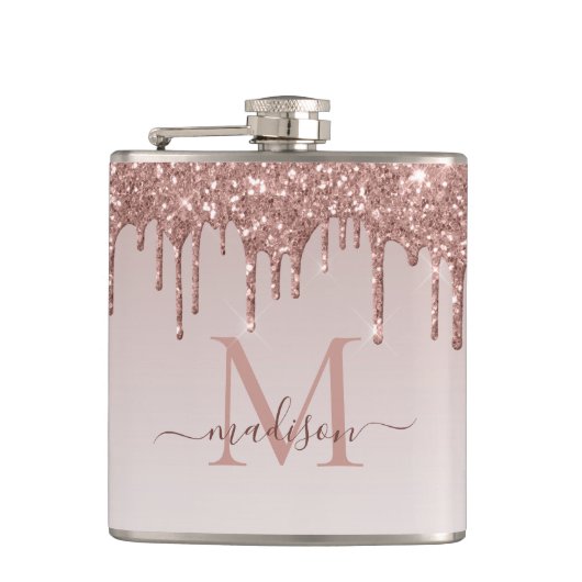 Flasques Rose Parties scintillant de goutte d'or Moderne Ét (Devant)