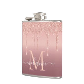 Flasques Rose Parties scintillant or Lettre personnalisée V (Gauche)