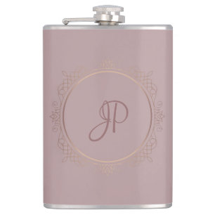 Flasques Rose personnalisé Monogramme or Modèle élégant
