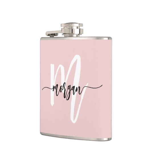 Flasques Rose Poudré Monogramme Écriture Féminine Mignonne (Gauche)