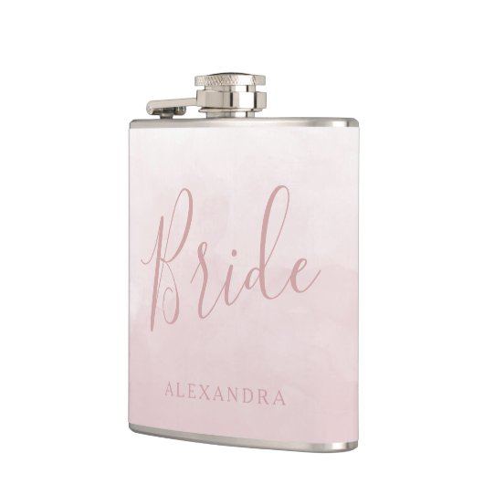 Flasques Rose rose poudrée Mariée Cadeau de mariage Nom Cad (Gauche)